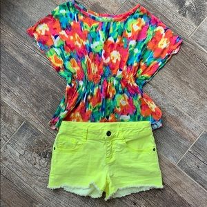 Neon Yellow Jean Shorts
